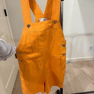 Frame Leather Kumquat Overall Shorts